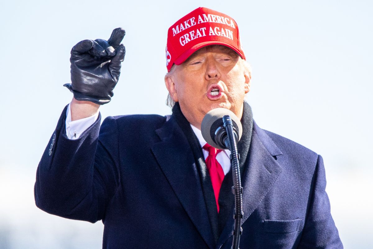 Donald Trump in make america great again hat